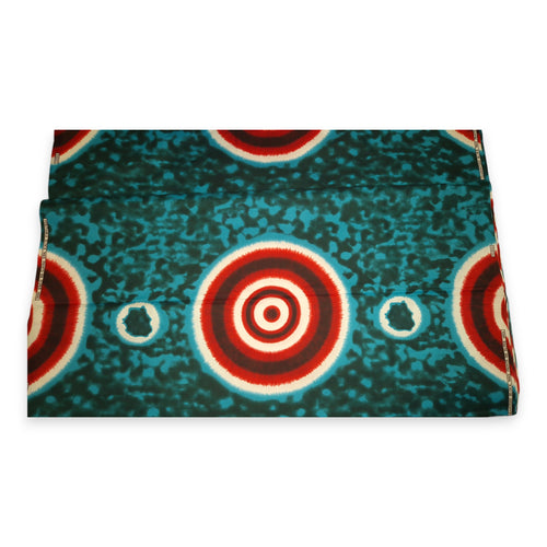 African print fabric - Turquoise / Red Tie Dye - Polycotton