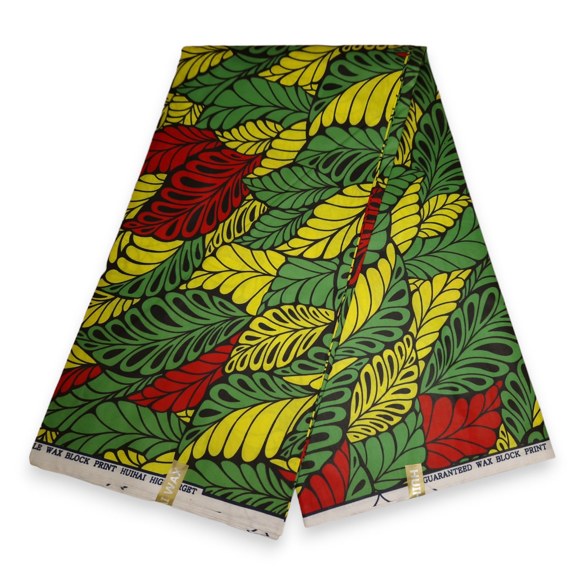 African print fabric - Green Leafs - Polycotton