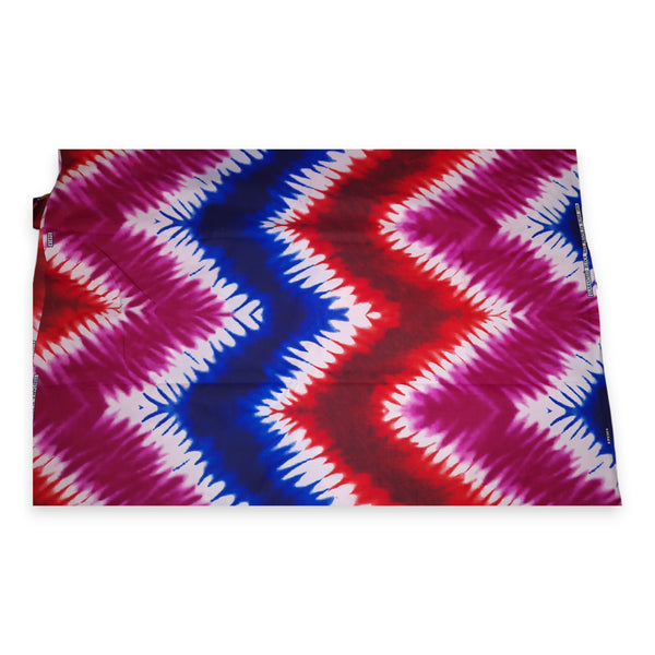 African print fabric - Red / Blue / Pink Tie Dye - Polycotton