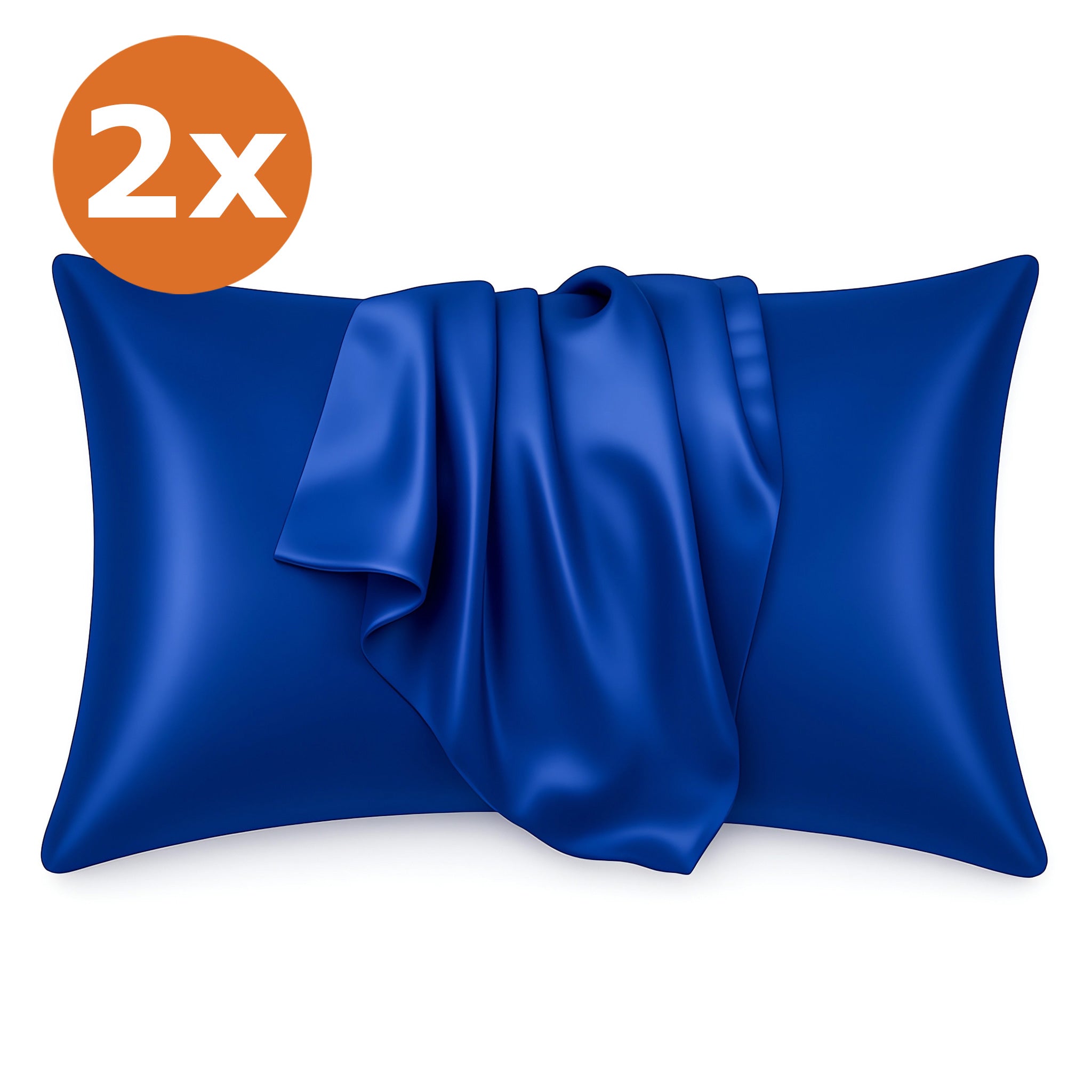 2 PIECES - Satin pillow case Dark blue 60 x 70 cm pillow size - Silky satin pillowcase / cushion cover