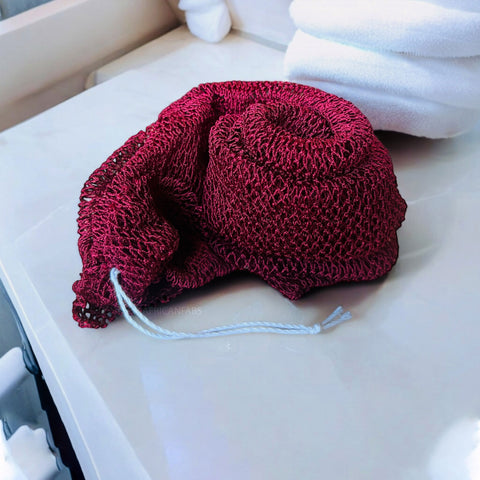 African net sponge / African exfoliating net / Sapo sponge - Burgundy red