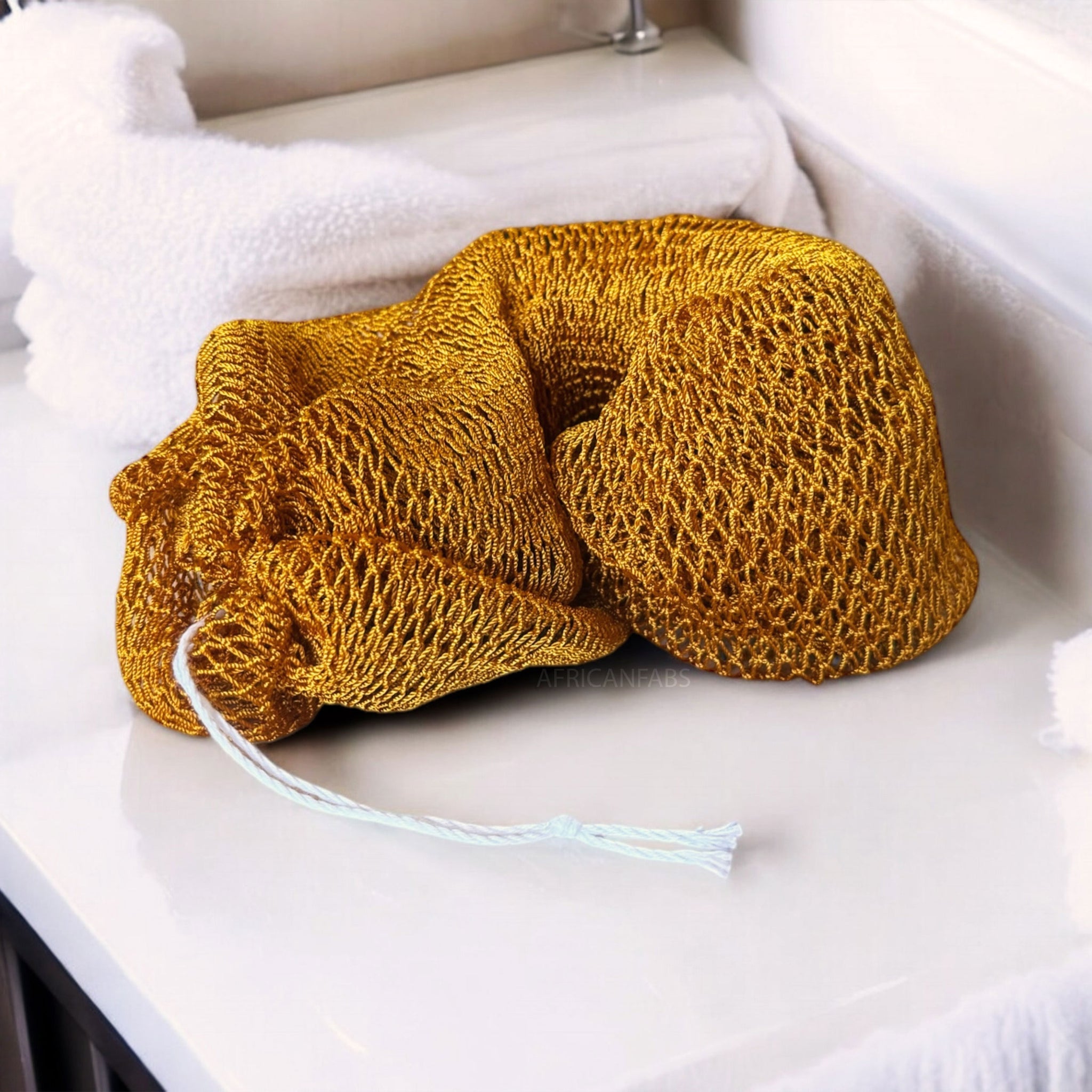 African net sponge / African exfoliating net / Sapo sponge - Mustard