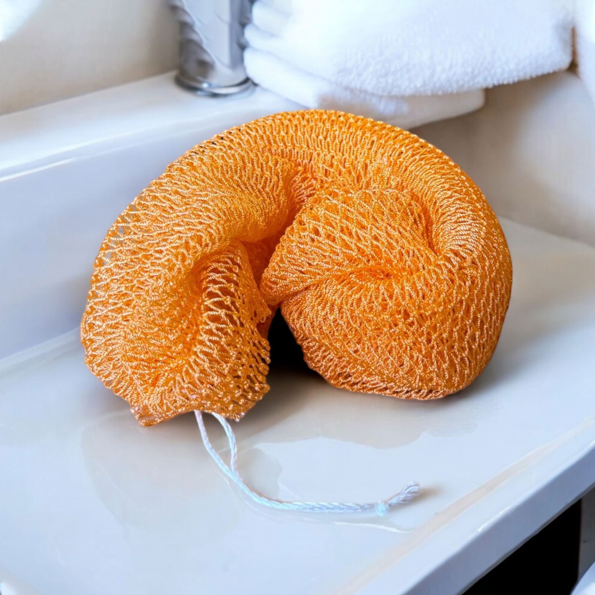 African net sponge / African exfoliating net / Sapo sponge - Peach