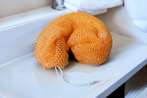 African net sponge / African exfoliating net / Sapo sponge - Peach