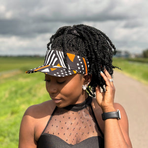 African print Sun visor cap - Black / orange