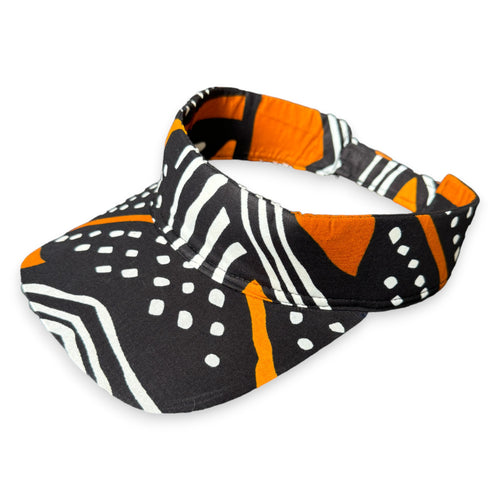 African print Sun visor cap - Black / orange