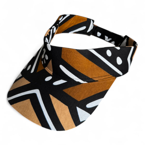 African print Sun visor cap - Brown & Beige Bogolan