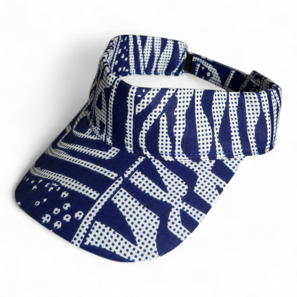 African print Sun visor cap - Blue Ndop Cameroon