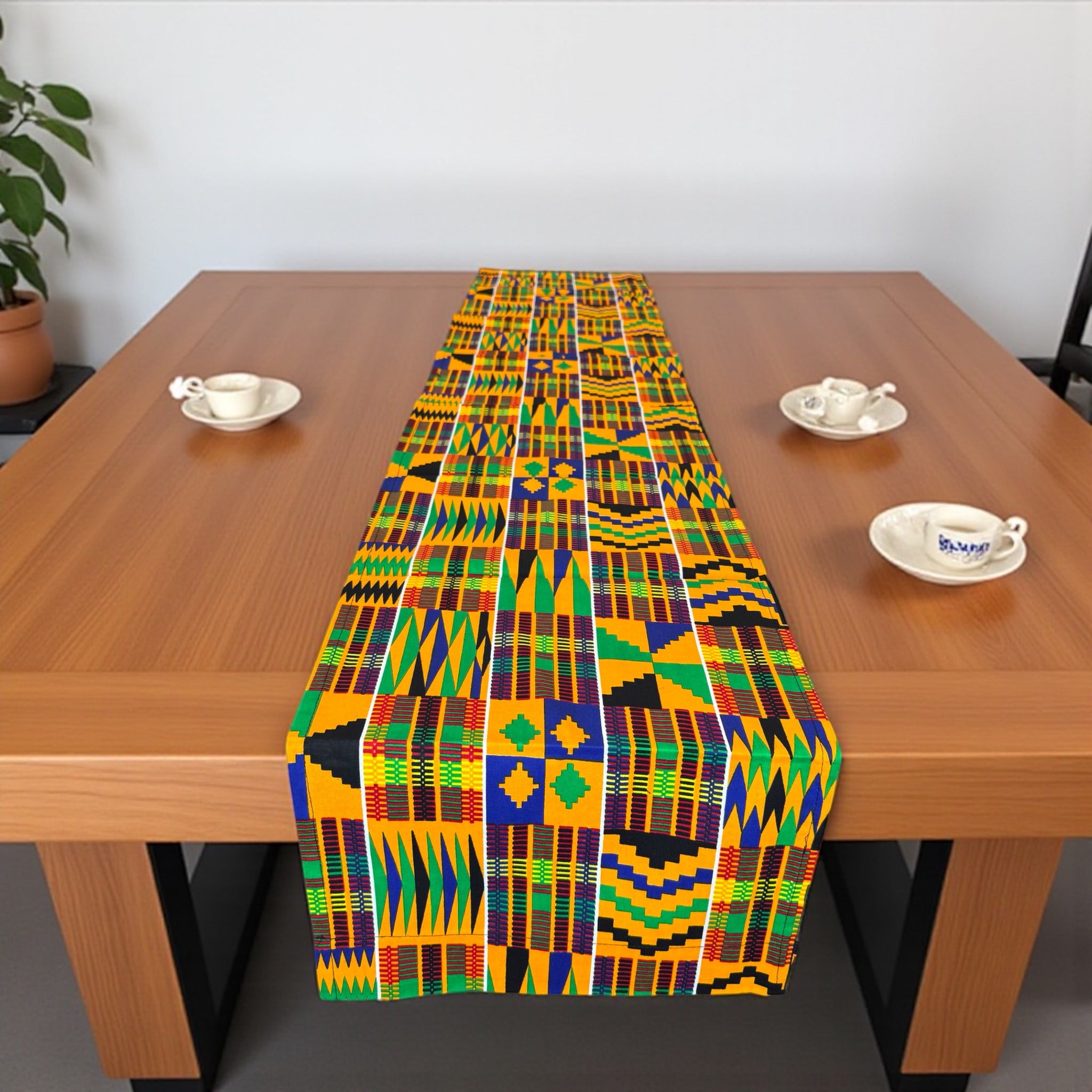 African print table runner - Table cloth - Yellow kente