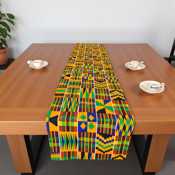 African print table runner - Table cloth - Yellow kente