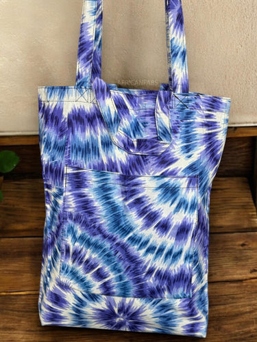 Shopper bag with African print - Blue Tie Dye - Reusable Cotton Tote Bag