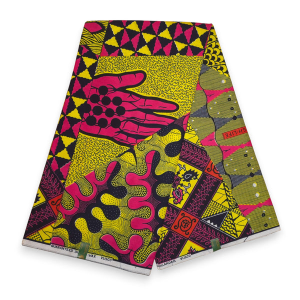 VLISCO Hollandais Wax print fabric - Pink Lime High-Life VL04111.023