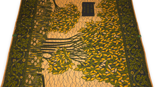 VLISCO Hollandais Wax print fabric - Green Yellow Fallen tree VL00562 Limited Edition