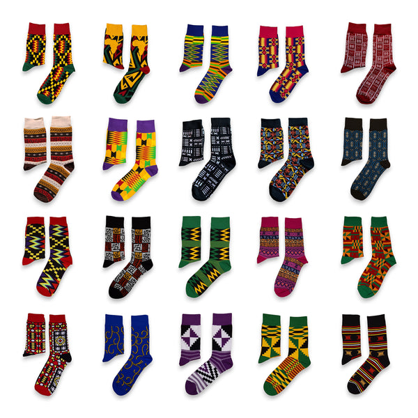 African socks / Afro socks / African print socks - Maroon Bogolan