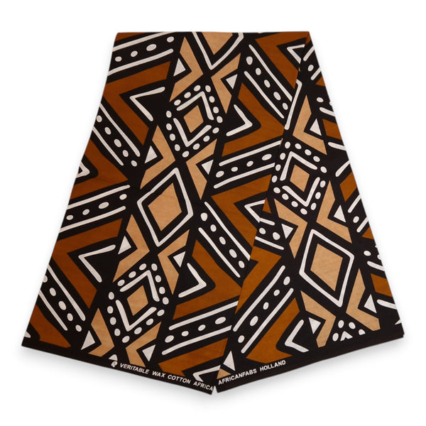 African print Sun visor cap - Brown & Beige Bogolan