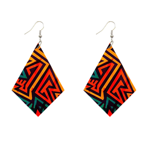 African Print Earrings | Rhombus shaped - Shapes