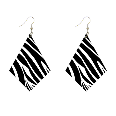 African Print Earrings | Rhombus shaped - Zebra