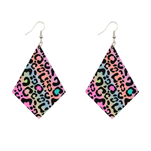 African Print Earrings | Rhombus shaped - Leopard