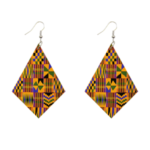 African Print Earrings | Rhombus shaped - Kente