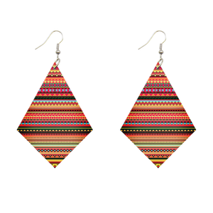 African Print Earrings | Rhombus shaped - Stripes