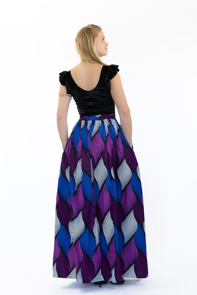 African print maxi skirt - Purple Swirl