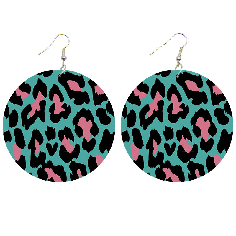 Green Pink Leopard print | African inspired earrings