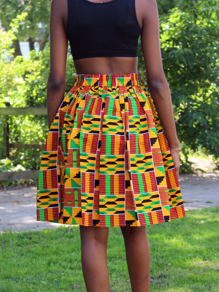 African print Kente Orange Mini Skirt