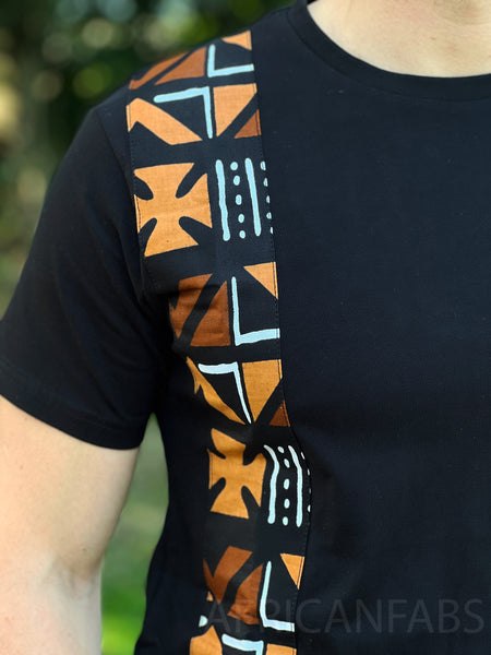 T-shirt with African print details -  Brown bogolan band