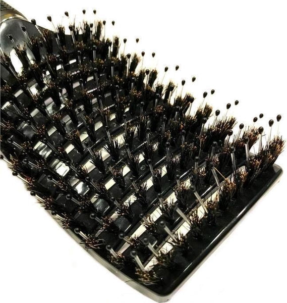 SATIN SET - Protect & brush your hair starters kit - Black Satin Hair Bonnet + Curved Detangler brush + Scrunchie
