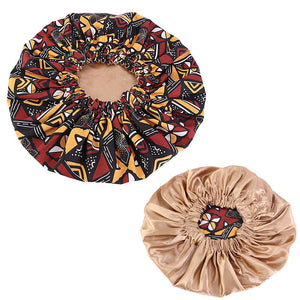 African Mud cloth / Bogolan Print Hair Bonnet ( Satin lined reversable Night sleep cap )