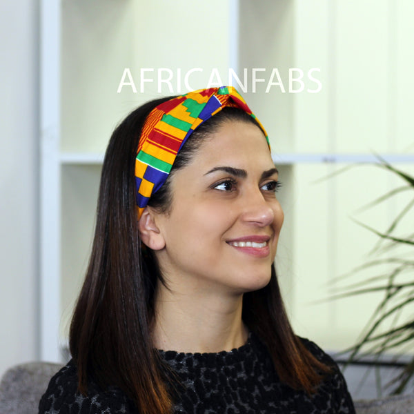 African print Headband - Adults - Hair Accessories - Kente Blue / orange