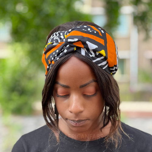 African print Headband (Looser fit) - Adults - Hair Accessories - Orange Bogolan
