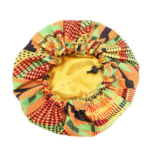 African Kente Print Adjustable Hair Bonnet ( Satin lined Night sleep cap )