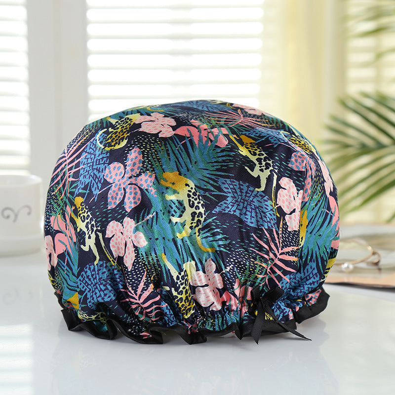 LARGE Shower cap for full hair / curls - Multicolor jungle