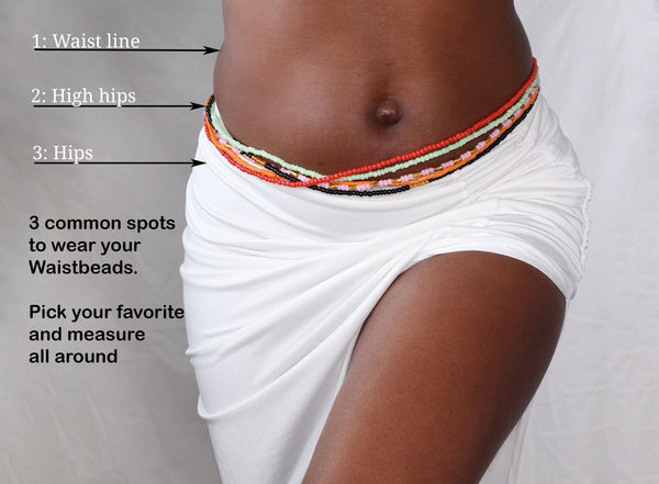 Waist Beads / African Waist Chain - AGBUZA - Pink / Gold (elastic)