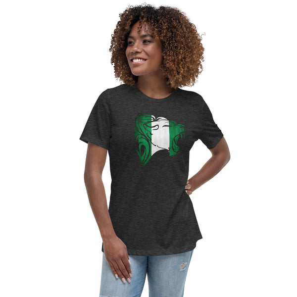 T-shirt Women's - Roaring Lion in Nigerian flag D026